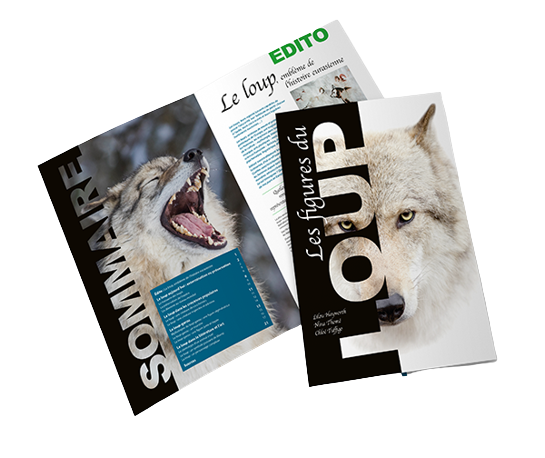 Brochure A4 couverture avec tête de loup et intérieur magasine
